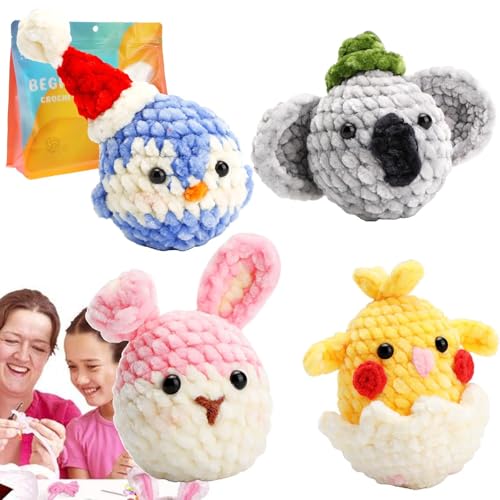 Häkeln Lernen Kits Häkeln Kit für Anfänger - Chenille-Garn Häkeln und Stricken für Handgemachtes Handwerk - Häkeln Kit mit Tieren von Generic