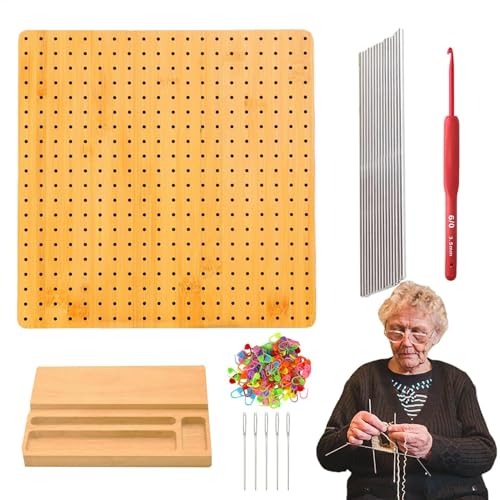 Häkelnadel, Verriegelungsplatte, Garnmatte für Heimwerker, mit 50 Stricknadeln, 1 Häkelnadel Häkelnadel, Verriegelungsplatte, Garnmatte für Heimwerker, mit 50 Stricknadeln, 1 Häkelnadel von Generic