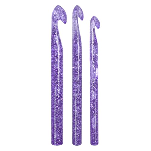 Häkelnadeln – Häkelnadeln mit Glitzer, Haken für Anfänger, Haken für Haken, 3 Größen mit Nadel für Haken von 15 mm, 12 mm, 10 mm | Häkelnadel-Set, Werkzeug von Generic