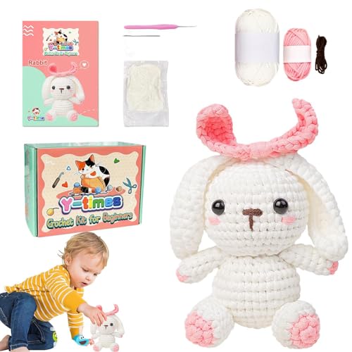 Häkeltier-Set für Anfänger, Strickset für Erwachsene, Wolle, die die materiellen Verzierungen der Häkelpuppe stricken von Generic