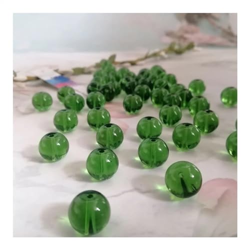 Hängekristalle Prismen 52 Stück 12 mm Glatte grüne runde lose Distanzperlen for Bettelarmband-Halsketten-Zubehör Hängekristalle Kristalle für Dekoration von Generic