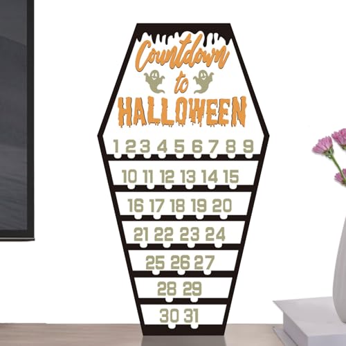 Halloween-Countdown-Kalender 2024 - Halloween-Adventskalender aus Holz, Countdown-Kalender in Sargform, Tischdekoration mit Horrorthema für Hall Halloween-Countdown-Kalender 2024 - Halloween-Adventskalender aus Holz, Countdown-Kalender in Sargform, Tischdekoration mit Horrorthema für Hall von Generic
