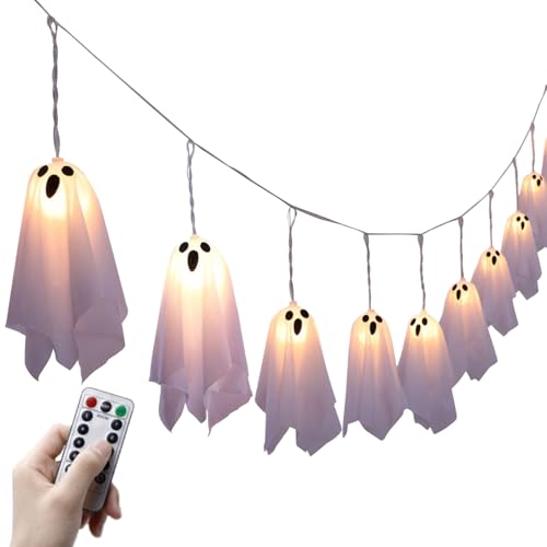 Halloween-Girlanden, Geisterdekoration, LED-Lichter, Halloween-Girlande, 10 Stück, Außendekoration für den Innenbereich, Garten, Spukhaus, Pfad Halloween-Girlanden, Geisterdekoration, LED-Lichter, Halloween-Girlande, 10 Stück, Außendekoration für den Innenbereich, Garten, Spukhaus, Pfad von Generic