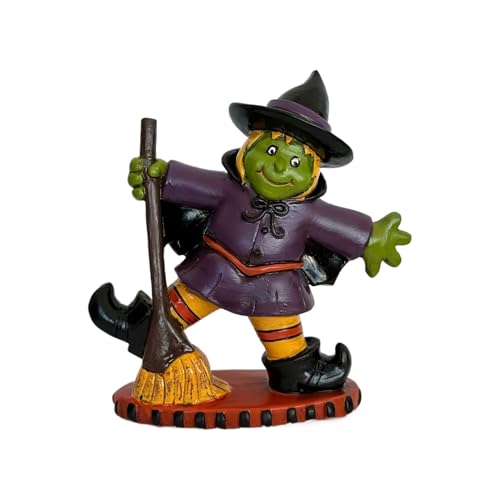 Halloween Hexen Figur | Hexen Deko Auf Besen - Sammlerstück Resin Statue Tischdekoration Für Tischdekoration Schrank Kamin Schaufenster Halloween Dekoration Festliche Feiern von Generic