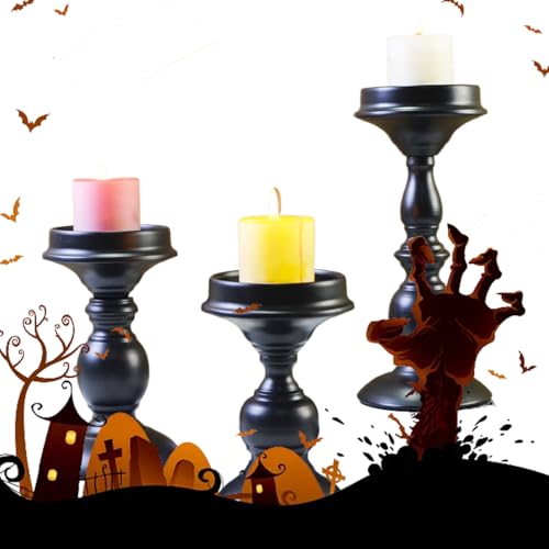 Halloween-Kerzenhalter – schwarzer Kerzenhalter für Esstischdekoration – Heimdekoration, Tischdekoration für Halloween, Party, Hochzeit, Weihnachten, Schlafzimmer, Esszimmer, Hotel Halloween-Kerzenhalter – schwarzer Kerzenhalter für Esstischdekoration – Heimdekoration, Tischdekoration für Halloween, Party, Hochzeit, Weihnachten, Schlafzimmer, Esszimmer, Hotel von Generic