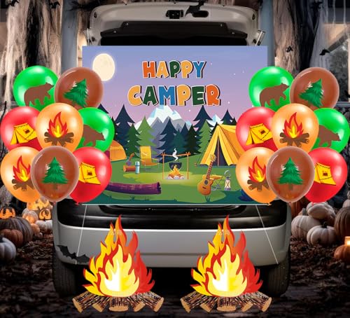Halloween Kofferraum oder Leckerli Auto Dekorationen Kit Camping Themed Banner Luftballons und Hintergrund für Halloween Kofferraum Leckerli Dekorationen von Generic