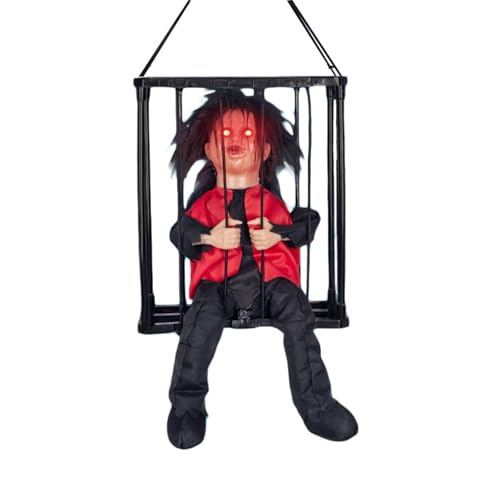 Halloween Neuheit Lustiges Spielzeug Animierte Gruselige Puppe mit Licht BgP489 (Black, 28x23.3cm) von Generic