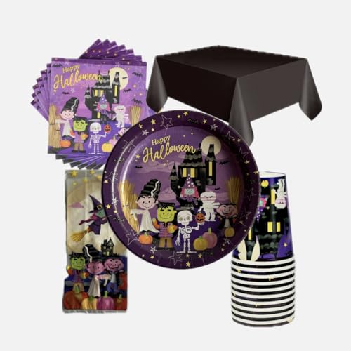 Halloween Party Supplies Bundle für 12 Gäste - Enthält 12 Teller, 12 Tassen, 12 Servietten, 12 Beutetaschen & 1 Tischdecke - Kinder Halloween Geburtstag Party Dekorationen Set Halloween Party Supplies Bundle für 12 Gäste - Enthält 12 Teller, 12 Tassen, 12 Servietten, 12 Beutetaschen & 1 Tischdecke - Kinder Halloween Geburtstag Party Dekorationen Set von Generic