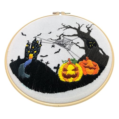 Halloween-Stickerei-Set – Halloween-Handarbeitsset für Anfänger | Halloween-Häkel-Set für Anfänger, Handwerk Stickerei für Anfänger von Generic
