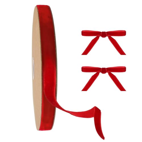 Handgefertigtes Band, rotes Geschenkband, 3/8 Zoll Samtband für Baum, Dekoband, Weihnachtsband für Blumenstrauß, Geschenkverpackung, Kränzen-Dekoration Handgefertigtes Band, rotes Geschenkband, 3/8 Zoll Samtband für Baum, Dekoband, Weihnachtsband für Blumenstrauß, Geschenkverpackung, Kränzen-Dekoration von Generic