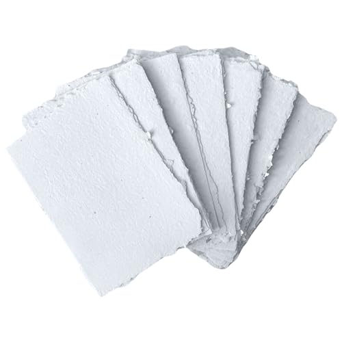 Handgefertigtes weißes Bütten-Rand, blanko, 5 x 7,6 cm, Packung mit 50 Stück, gemischte Medien, lose Blätter, für Tischkarten, Tischkarten, Gelübdekarten, Visitenkarten – dick 150 g/m² Handgefertigtes weißes Bütten-Rand, blanko, 5 x 7,6 cm, Packung mit 50 Stück, gemischte Medien, lose Blätter, für Tischkarten, Tischkarten, Gelübdekarten, Visitenkarten – dick 150 g/m² von Cotton Papers