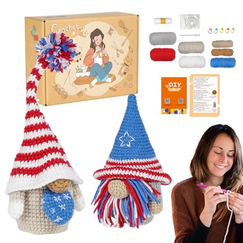 Handgemachte Puppen-Strick-Set Häkelset für Anfänger - Start-Set für Wichtel Schritt Schritt Häkeln Kit | Tragbares Häkelset mit Garn für Anfänger, Schlüsselanhänger von Generic