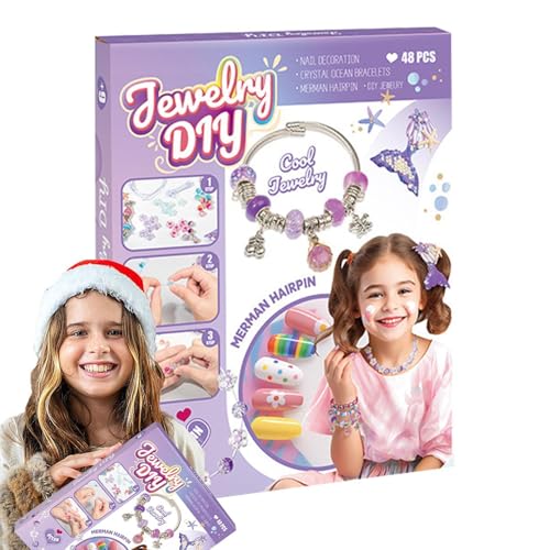 Handgemachtes Meerjungfrauen-Charm-Perlenkit, Charm-Armbandherstellungsset, Armband-Herstellung, sicheres und harmloses Schmuckherstellungsset für von Generic