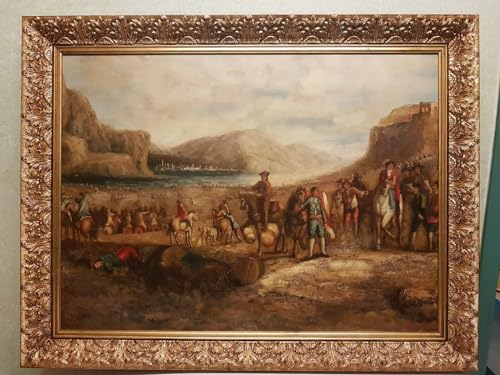Handgemaltes Bild auf Leinwand BATTAGLIA Bilderrahmen aus italienischem BAROCCA Holz 78 x 101 cm von Generic