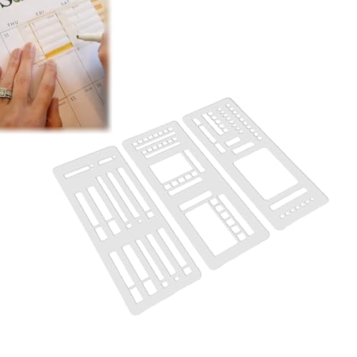 Handmade Flexible Record Template, 3 Pack Flexible Journal Stencil Set, Reusable Templates Planner Stencils, Versatile Drawing Template Kit, Planner Stencil Set for 5mm Dot Grid Journals (A) von Generic