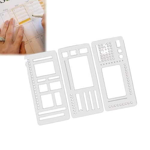 Handmade Flexible Record Template, 3 Pack Flexible Journal Stencil Set, Reusable Templates Planner Stencils, Versatile Drawing Template Kit, Planner Stencil Set for 5mm Dot Grid Journals (B) von Generic