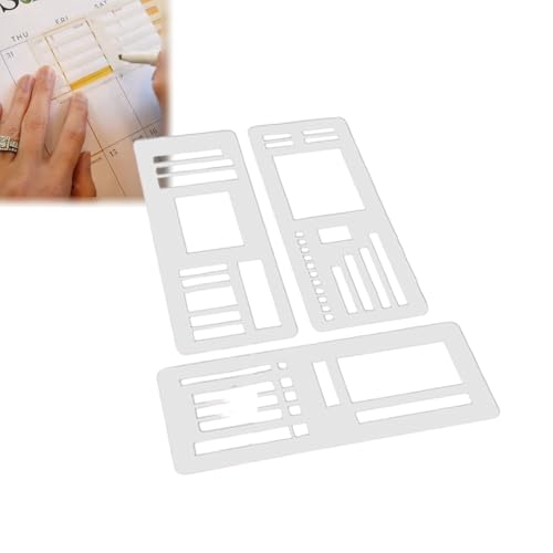 Handmade Flexible Record Template, 3 Pack Flexible Journal Stencil Set, Reusable Templates Planner Stencils, Versatile Drawing Template Kit, Planner Stencil Set for 5mm Dot Grid Journals (C) von Generic