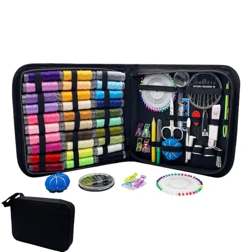 Handnähset, komplettes Etui mit Nadeln und Fäden für die Reise, reißfestes Handnähwerkzeug-Set, mit Stickzubehör für Erwachsene und Jugendliche Handnähset, komplettes Etui mit Nadeln und Fäden für die Reise, reißfestes Handnähwerkzeug-Set, mit Stickzubehör für Erwachsene und Jugendliche von Generic