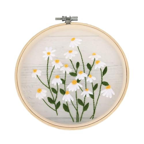 Handstickset, Stickset für Anfänger, handgefertigtes Set mit Blumen-Stickmuster mit Musteranleitung, Stoffgarn, Nadeln und Handstickereizubehör von Generic