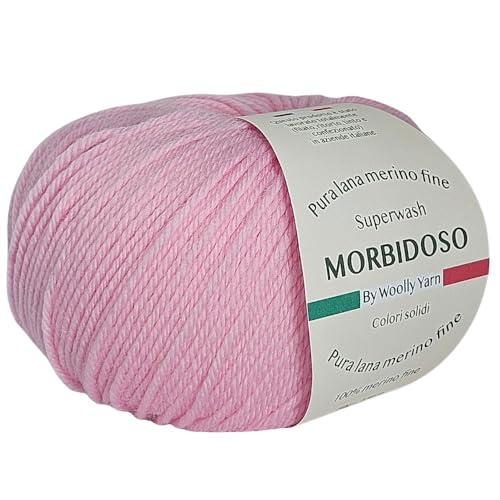 Handstrickgarn, 100% Merinowolle, einlaufsicher, zum Häkeln und Stricken, Babywolle, einfarbig, 50 g, 150 m, für Bekleidung, Babywolle und vieles mehr (Rosa 125) von Generic