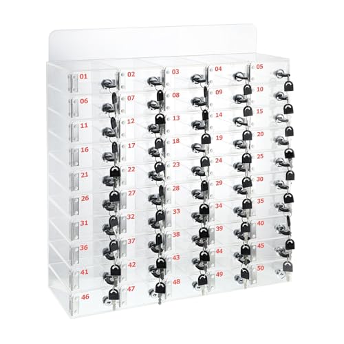 Handy-Aufbewahrungsspind, Wandmontierter Schrank, Durchsichtiger Telefon-Aufbewahrungsschrank aus Acryl zur Wandmontage, Scharnier aus Edelstahl, für Familienzeit, Fabrik, Büro (50 Steckplätze) von Generic