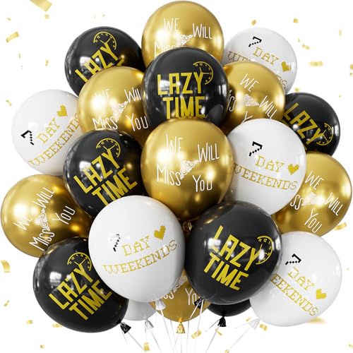 Haolongfa Luftballons "Happy Retirement", 30,5 cm, Schwarz / Gold / Weiß, lustige Ruhestandsparty-Dekorationen für Männer und Frauen, Abschied, Rücktrittsparty, Abschiedsparty, Abschied von Kollegen von Generic