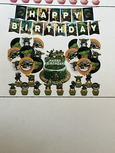 Happy Birthday Party Dekorationen Set, Galaxie Weltraum Thema, Alien Design, Perfekt für Kinder Geburtstag Feier, 12 Stück von Generic