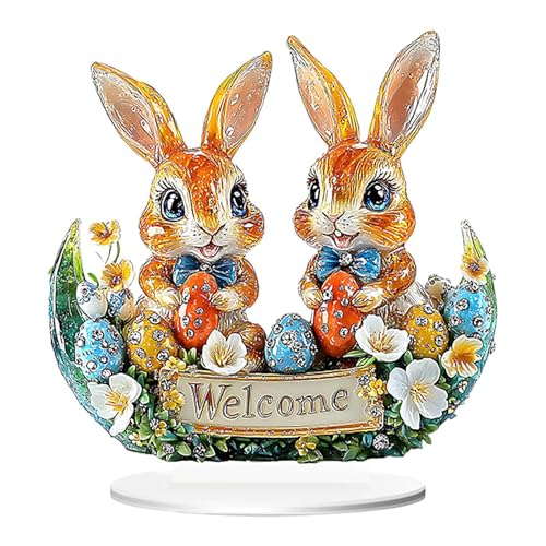 Hasen-Tischschild – Oster-Tischdekoration aus Acryl, 2D-Hasenei, 2D-Hasentafel aus Acryl, für Tische | Dekoration von Haseneiern aus Acryl für den Frühling, J von Generic