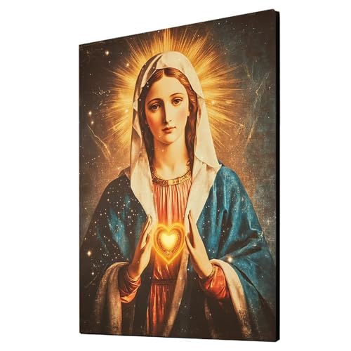 Heilige Mutter Malen Nach Zahlen Erwachsene Frau Malen Nach Zahlen 90x120 cm DIY Basteln Erwachsene Klarheit Farbe Leinwan Bilder mit Acrylfarben Set 3 Typen Pinsel für Wanddeko Wohnzimmer 2YH-4039 von Generic