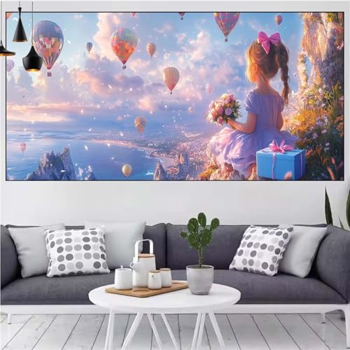 Heißluftballon Diamond Painting xxl 100x200cm Diamond Painting Erwachsene Landschaft Diamant Malerei Set,Mosaikherstellung Malen Nach Zahlen Cross Stickerei Kunst Leinwand Malerei Kit,Frauen CN-963 von Generic