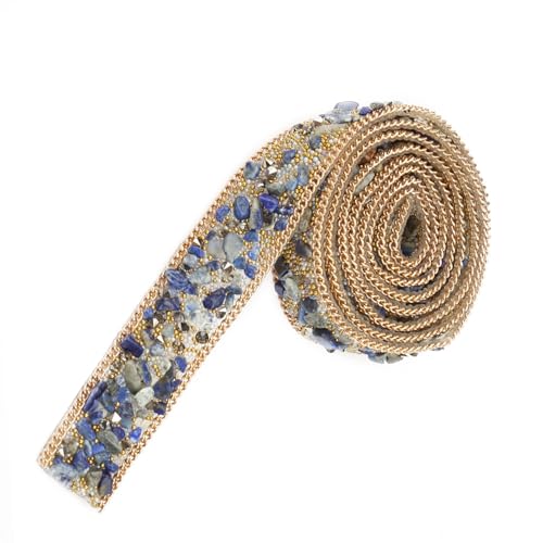 Helle und Helle Strasssteine ​​für Handwerk, Allgemeine Diamanten für Kleidung, Kleidung für den Türrahmen (Blau + Goldperlen + Goldkette) von Generic