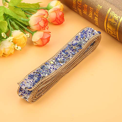 Helle und Helle Strasssteine ​​für Handwerk, Allgemeine Diamanten für Kleidung, Kleidung für den Türrahmen (Blau + weiße Reisperlen + Goldkette) von Generic