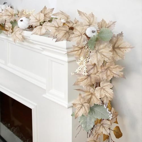 Herbst-Ahornblatt-Girlande für Weihnachtsdekorationen, 1,8 m, Herbst-Ahornblatt, Kürbis, Beeren-Girlande, Thanksgiving, Halloween, Kaminsims, Bauernhaus, Erntedekorationen für Zuhause, Outdoor Herbst-Ahornblatt-Girlande für Weihnachtsdekorationen, 1,8 m, Herbst-Ahornblatt, Kürbis, Beeren-Girlande, Thanksgiving, Halloween, Kaminsims, Bauernhaus, Erntedekorationen für Zuhause, Outdoor von Generic