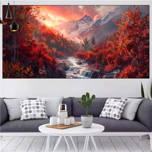 Herbst Diamond Painting xxl 100x200cm Diamond Painting Erwachsene Landschaft Diamant Malerei Set,Mosaikherstellung Malen Nach Zahlen Cross Stickerei Kunst Leinwand Malerei Kits,Gifts Frauen CN-951 von Generic