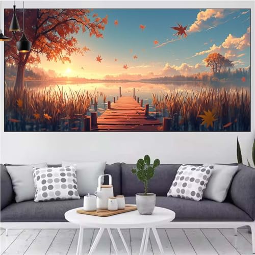 Herbst Diamond Painting xxl 100x200cm Diamond Painting Erwachsene Landschaft Diamant Malerei Set,Mosaikherstellung Malen Nach Zahlen Cross Stickerei Kunst Leinwand Malerei Kits,Gifts Frauen CN-952 von Generic