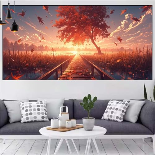 Herbst Diamond Painting xxl 100x200cm Diamond Painting Erwachsene Landschaft Diamant Malerei Set,Mosaikherstellung Malen Nach Zahlen Cross Stickerei Kunst Leinwand Malerei Kits,Gifts Frauen CN-953 von Generic