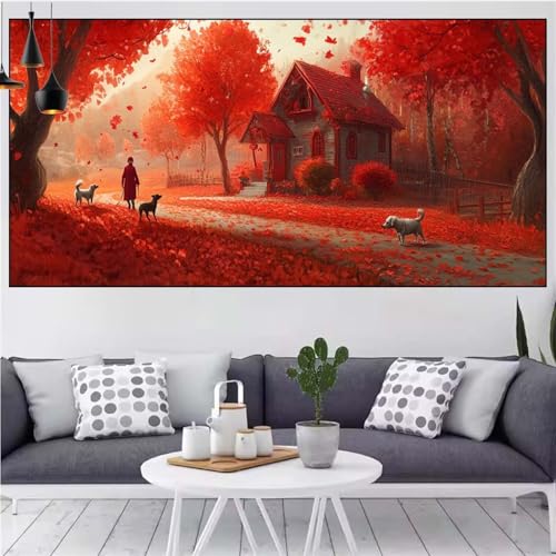 Herbst Diamond Painting xxl 100x200cm Diamond Painting Erwachsene Landschaft Diamant Malerei Set,Mosaikherstellung Malen Nach Zahlen Cross Stickerei Kunst Leinwand Malerei Kits,Gifts Frauen CN-958 von Generic