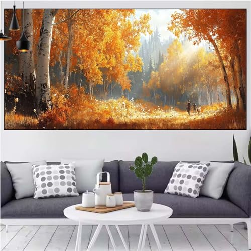 Herbst Diamond Painting xxl 90x180cm Diamond Painting Erwachsene Landschaft Diamant Malerei Set,Mosaikherstellung Malen Nach Zahlen Cross Stickerei Kunst Leinwand Malerei Kits,Gifts Frauen CN-955 von Generic