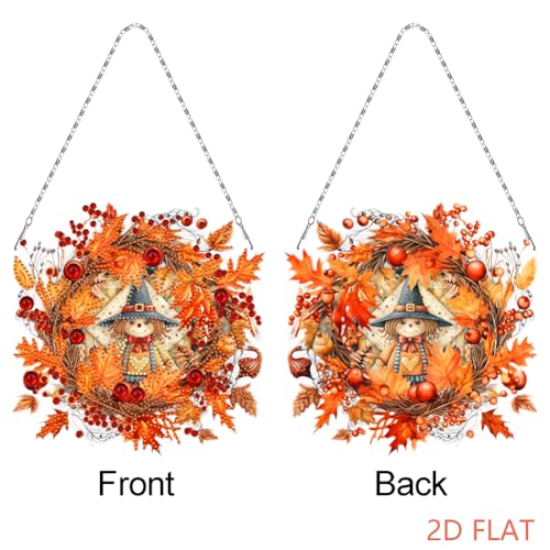 Herbst-Thema 2D/Flach DIY Spezielle Form Hängende Diamantkunst Kits Diamantmalerei Set Strass Diamantkunst Fensteranhänger DIY Wohnkultur Hängeanhänger von Generic