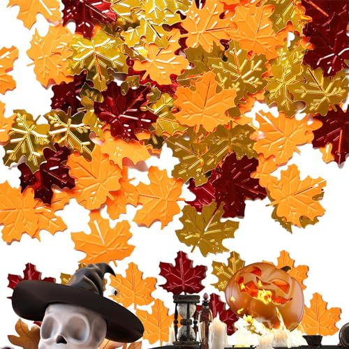 Herbst-Tischkonfetti – Herbst-Konfetti Herbst | 15 g Thanksgiving Day Ahornblätter Pailletten Herbst Party Streusel Dekorationen von Generic