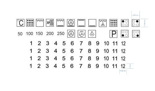 Herd Symbol Aufkleber Set für Herd Kennzeichnung Beschriftung (RPt32) (6mm weißer Hintergrund und schwarze Zeichen) von Generic