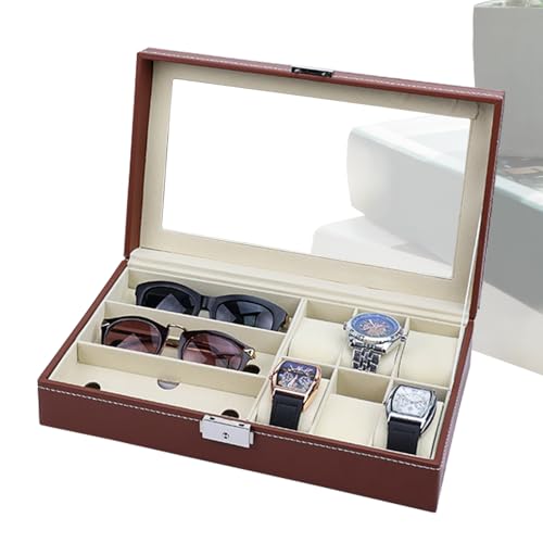 Herren-Schmuckschatulle, Sonnenbrillen-Organizer, Schmuckkästchen, Organizer, Sonnenbrillen-Aufbewahrungsbox, PU-Leder, Sonnenbrillen-Organizer mit klarem Sichtfenster, Brillenvitrine für Damen und Herren-Schmuckschatulle, Sonnenbrillen-Organizer, Schmuckkästchen, Organizer, Sonnenbrillen-Aufbewahrungsbox, PU-Leder, Sonnenbrillen-Organizer mit klarem Sichtfenster, Brillenvitrine für Damen und von Generic