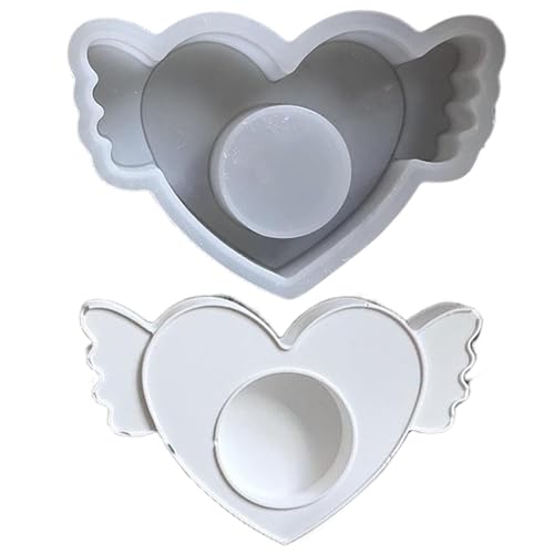 Herz-Silikonform – Kerzenhalter, Gipskleberform – Desktop-Ornament-Silikonform – Liebesflügel Kerzenhalter – Antihaft-Kerzenhalter für Kerzen, Basteln Herz-Silikonform – Kerzenhalter, Gipskleberform – Desktop-Ornament-Silikonform – Liebesflügel Kerzenhalter – Antihaft-Kerzenhalter für Kerzen, Basteln von Generic