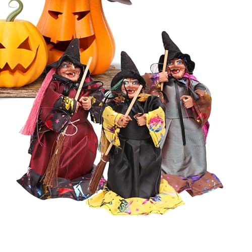 Hexenpuppen-Dekoration, Halloween-Hexenstatue, 3X Hexen-Ornament Heimdekoration | Tischpuppen-Ornament mit Requisiten für Spukhaus von Generic