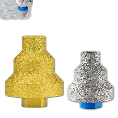 Hocheffizienter Diamant-Hohlbohrer, Diamant-Stufen-Pagodenbohrer, mehrschichtiger konischer Lochöffner, Metallsägen-Set, 20-35-50 mm Porzellanreibahle (silver+gold.) von Generic