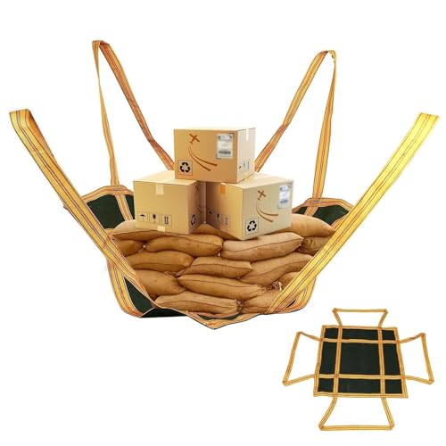 Hochleistungs-Cargo-Pad-Netz aus Canvas, reißfester Hebesack mit verstärkten Griffen, wiederverwendbaren Materialhandhabungsgurten, für Baulogistik und Transport (100 x 100 cm) von Generic