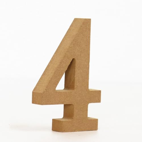 Holz Alphabet Buchstaben (A-Z), Zahlen (0-9) 10CM Ornament Großbuchstaben Holzhandwerk DIY Alphabet Kreativ Wohnzimmer Schlafzimmer Bar Party Deko (4,10 * 10 * 1.5CM) von Generic