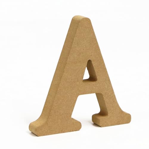 Holz Alphabet Buchstaben (A-Z), Zahlen (0-9) 10CM Ornament Großbuchstaben Holzhandwerk DIY Alphabet Kreativ Wohnzimmer Schlafzimmer Bar Party Deko (A,10 * 10 * 1.5CM) von Generic