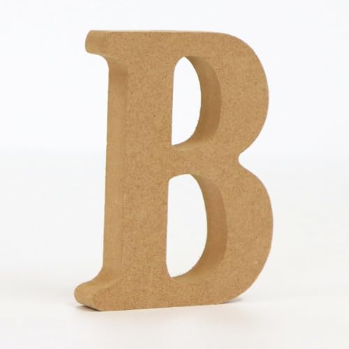 Holz Alphabet Buchstaben (A-Z), Zahlen (0-9) 10CM Ornament Großbuchstaben Holzhandwerk DIY Alphabet Kreativ Wohnzimmer Schlafzimmer Bar Party Deko (B,10 * 10 * 1.5CM) von Generic