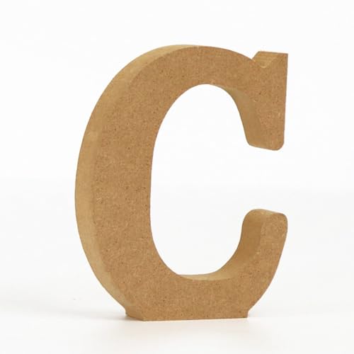 Holz Alphabet Buchstaben (A-Z), Zahlen (0-9) 10CM Ornament Großbuchstaben Holzhandwerk DIY Alphabet Kreativ Wohnzimmer Schlafzimmer Bar Party Deko (C,10 * 10 * 1.5CM) von Generic